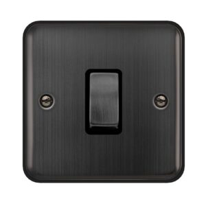 Click Scolmore - Click Deco Plus 10Ax Ingot 1 Gang 2 Way Plate Switch Matt Bronze Black Insert (DPBZ411BK)