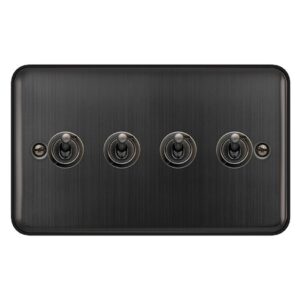 Click Scolmore - Click Deco Plus 10Ax 4 Gang 2 Way Toggle Plate Switch Matt Bronze (DPBZ424)