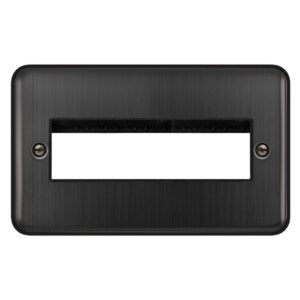 Click Scolmore - Click Deco Plus 2 Gang Minigrid Unfurnished Plate 6 Aperture Matt Bronze Black Insert (DPBZ426BK)