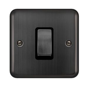 Click Scolmore - Click Deco Plus 50A Ingot 1 Gang Double Pole Plate Switch Matt Bronze Black Insert (DPBZ500BK)