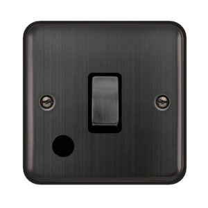 Click Scolmore - Click Deco Plus 20A Ingot Double Pole Plate Switch With Optional Flex Outlet Matt Bronze Black Insert (DPBZ522BK)