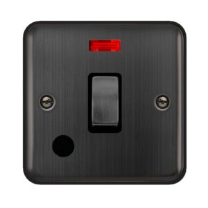 Click Scolmore - Click Deco Plus 20A Ingot Double Pole Plate Switch With Neon & Optional Flex Outlet Matt Bronze Black Insert (DPBZ523BK)