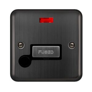 Click Scolmore - Click Deco Plus 13A Ingot Fused Connection Unit With Neon & Optional Flex Outlet Matt Bronze Black Insert (DPBZ553BK)