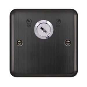 Click Scolmore - Click Deco Plus 20A Double Pole 1 Gang Plate Key Lockable Switch Matt Bronze (DPBZ660)