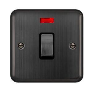 Click Scolmore - Click Deco Plus 20A Ingot Double Pole Plate Switch With Neon Matt Bronze Black Insert (DPBZ723BK)