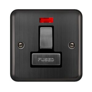 Click Scolmore - Click Deco Plus 13A Ingot Dp Switched Fused Connection Unit With Neon Matt Bronze Black Insert (DPBZ752BK)