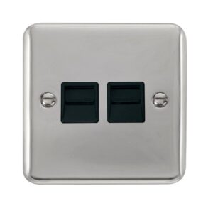 Click Scolmore - Click Deco Plus Twin Telephone Outlet Master (DPCH121BK)