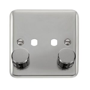 Click Scolmore - Click Deco Plus 1 Gang Dimmer Plate & Knobs (800W Max) 2 Apertures (DPCH152PL)