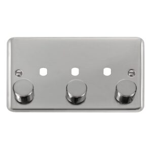 Click Scolmore - Click Deco Plus 2 Gang Dimmer Plate & Knobs (1200W Max) 3 Apertures (DPCH153PL)