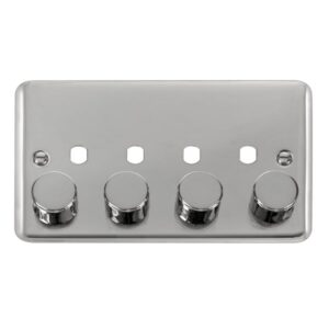 Click Scolmore - Click Deco Plus 2 Gang Dimmer Plate & Knobs (1600W Max) 4 Apertures (DPCH154PL)