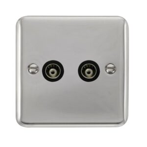 Click Scolmore - Click Deco Plus Twin Isolated Coaxial Outlet (DPCH159BK)