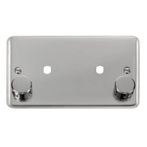 Click Scolmore - Click Deco Plus 2 Gang Dimmer Plate & Knobs (1630W Max) 2 Apertures (DPCH186)
