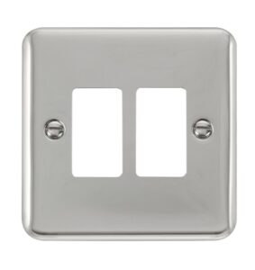Click Deco Plus 2 Gang GridPro Frontplate Polished Chrome