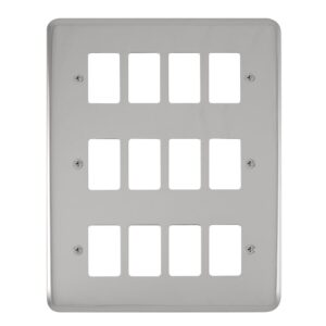 Click Deco Plus 12 Gang GridPro Frontplate Polished Chrome