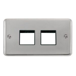 Click Scolmore - Click Deco Plus 2 Gang Minigrid Unfurnished Plate 2 X 2 Apertures (DPCH404BK)