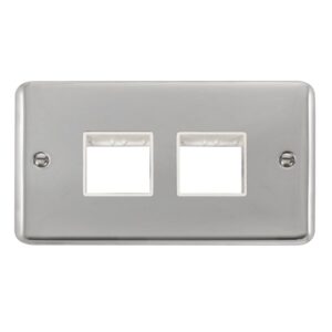 Click Scolmore - Click Deco Plus 2 Gang Minigrid Unfurnished Plate 2 X 2 Apertures (DPCH404WH)