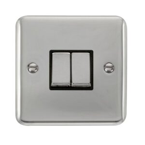 Click Scolmore - Click Deco Plus 10Ax Ingot 2 Gang 2 Way Plate Switch (DPCH412BK)