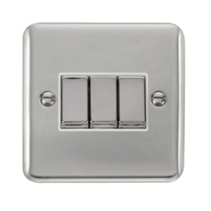 Click Scolmore - Click Deco Plus 10Ax Ingot 3 Gang 2 Way Plate Switch (DPCH413WH)