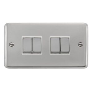 Click Scolmore - Click Deco Plus 10Ax Ingot 4 Gang 2 Way Plate Switch (DPCH414WH)