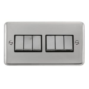 Click Scolmore - Click Deco Plus 10Ax Ingot 6 Gang 2 Way Plate Switch (DPCH416BK)