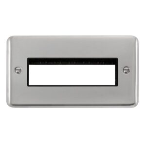 Click Scolmore - Click Deco Plus 2 Gang Minigrid Unfurnished Plate 6 In-Line Apertures (DPCH426BK)