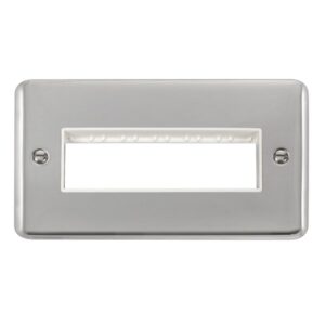 Click Scolmore - Click Deco Plus 2 Gang Minigrid Unfurnished Plate 6 In-Line Apertures (DPCH426WH)