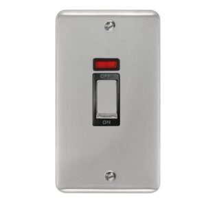 Click Scolmore - Click Deco Plus 45A Ingot 2 Gang Dp Switch With Neon (DPCH503BK)