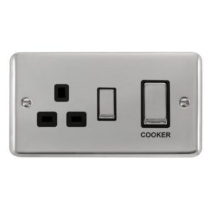 Click Scolmore - Click Deco Plus 45A Ingot 2 Gang Dp Switch With 13A Dp Switched Socket (DPCH504BK)