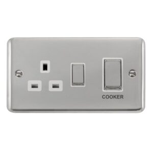 Click Scolmore - Click Deco Plus 45A Ingot 2 Gang Dp Switch With 13A Dp Switched Socket (DPCH504WH)