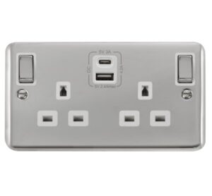 Click Scolmore - Click Deco Plus 2G 13A Switch Skt 4.2A A&C Usb Ingot Dpch Wh (DPCH586WH)