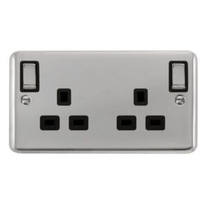 Click Scolmore - Click Deco Plus 13A 2Gang Outboard Switch Skt Dp Ch Bk (DPCH836BK)