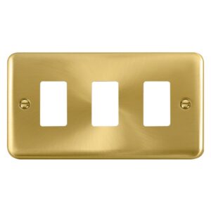 Click Deco Plus 3 Gang GridPro Frontplate Satin Brass