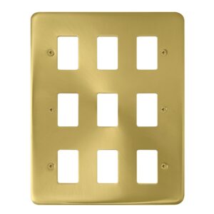 Click Deco Plus 9 Gang GridPro Frontplate Satin Brass