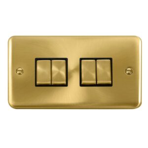 Click Scolmore - Click Deco Plus 10Ax Ingot 4 Gang 2 Way Plate Switch (DPSB414BK)