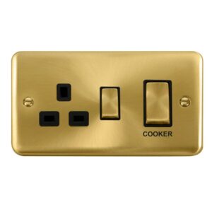 Click Scolmore - Click Deco Plus 45A Ingot 2 Gang Dp Switch With 13A Dp Switched Socket (DPSB504BK)