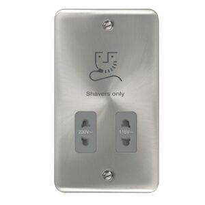 Click Scolmore - Click Deco Plus 115V/230V Dual Voltage Shaver Socket Outlet (DPSC100GY)