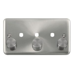 Click Scolmore - Click Deco Plus 2 Gang Dimmer Plate & Knobs (1200W Max) 3 Apertures (DPSC153PL)