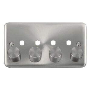 Click Scolmore - Click Deco Plus 2 Gang Dimmer Plate & Knobs (1600W Max) 4 Apertures (DPSC154PL)