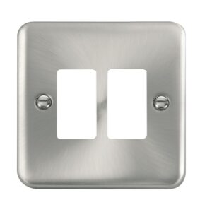 Click Deco Plus 2 Gang GridPro Frontplate Satin Chrome