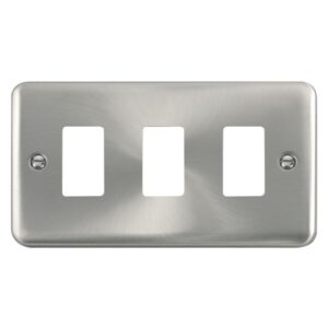 Click Deco Plus 3 Gang GridPro Frontplate Satin Chrome