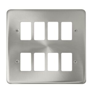 Click Deco Plus 8 Gang GridPro Frontplate Satin Chrome