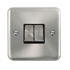 Click Scolmore - Click Deco Plus 10Ax Ingot 2 Gang 2 Way Plate Switch (DPSC412BK)