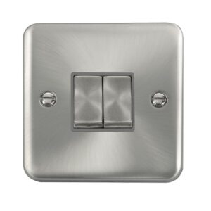 Click Scolmore - Click Deco Plus 10Ax Ingot 2 Gang 2 Way Plate Switch (DPSC412GY)