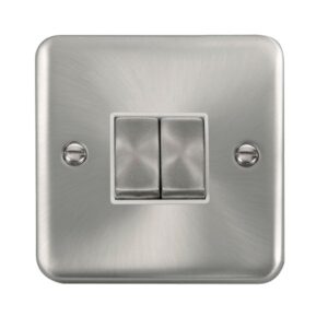 Click Scolmore - Click Deco Plus 10Ax Ingot 2 Gang 2 Way Plate Switch (DPSC412WH)