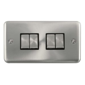 Click Scolmore - Click Deco Plus 10Ax Ingot 4 Gang 2 Way Plate Switch (DPSC414BK)
