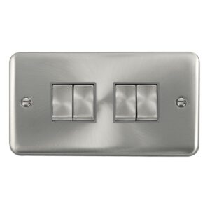 Click Scolmore - Click Deco Plus 10Ax Ingot 4 Gang 2 Way Plate Switch (DPSC414GY)