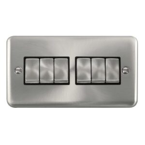 Click Scolmore - Click Deco Plus 10Ax Ingot 6 Gang 2 Way Plate Switch (DPSC416BK)