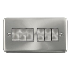 Click Scolmore - Click Deco Plus 10Ax Ingot 6 Gang 2 Way Plate Switch (DPSC416GY)