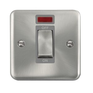 Click Scolmore - Click Deco Plus 50A Ingot 1 Gang Double Pole Plate Switch With Neon (DPSC501GY)
