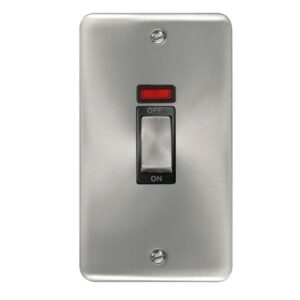Click Scolmore - Click Deco Plus 45A Ingot 2 Gang Dp Switch With Neon (DPSC503BK)